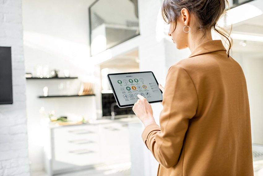 smart home set up with tablet