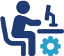 Person working at a desk with a computer, symbolizing IT support and technology solutions for small businesses and homes.