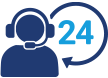 24/7 customer support icon representing reliable IT assistance for small businesses and home technology solutions.